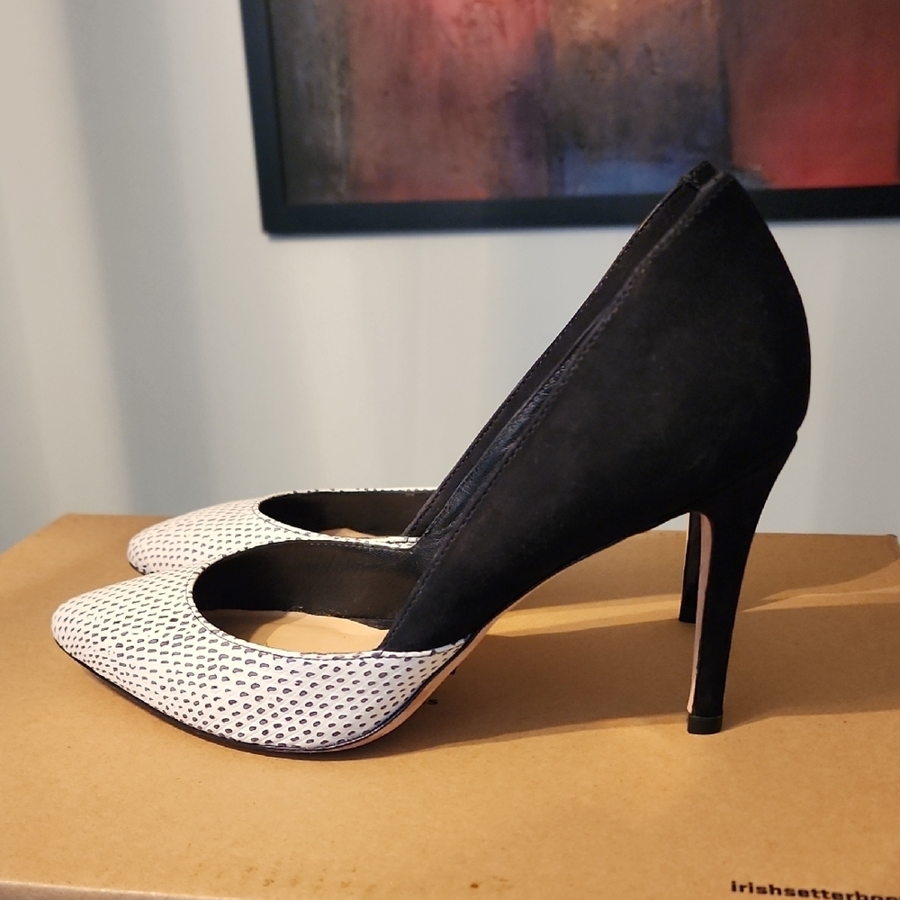 Loeffler Randall Black & White Pointed Toe Pumps Size 7B Classic Heels